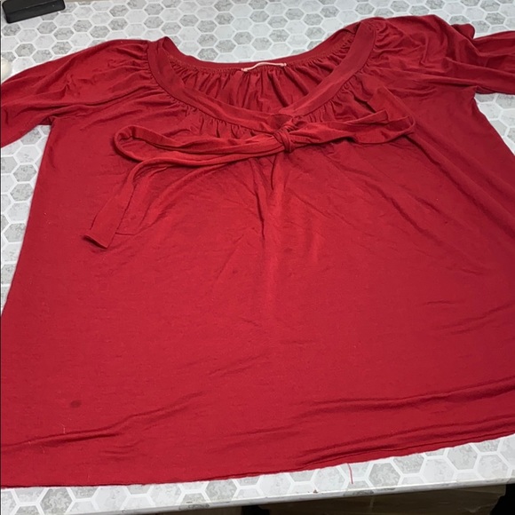 elvet Small Red Tie in Front Blouse 3/4 Sleeve - Picture 1 of 7